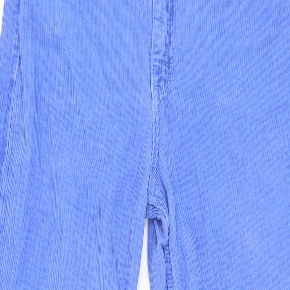 Zara Womens Blue Cotton Trousers Size 36 L32 in Regular Zip