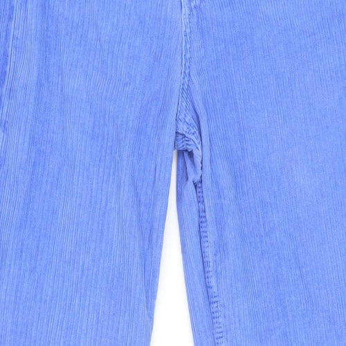 Zara Womens Blue Cotton Trousers Size 36 L32 in Regular Zip