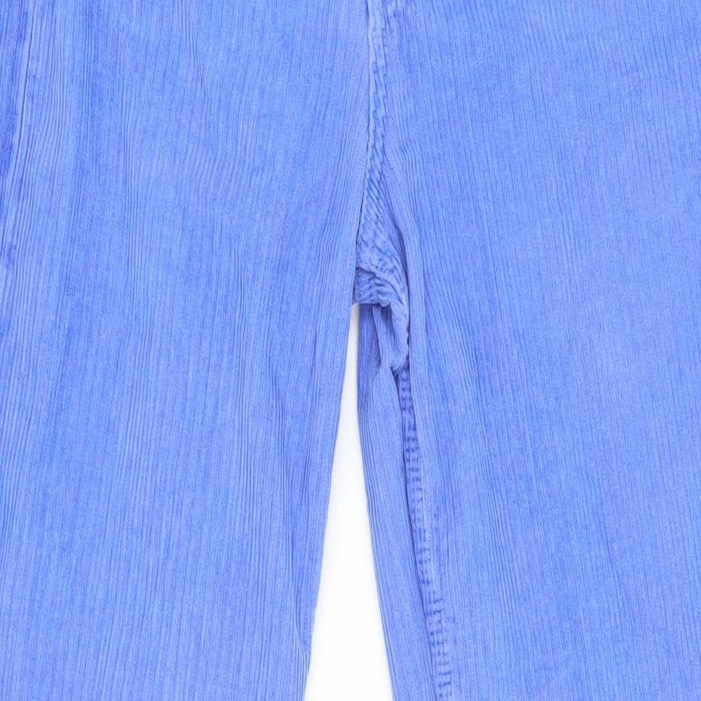 Zara Womens Blue Cotton Trousers Size 36 L32 in Regular Zip