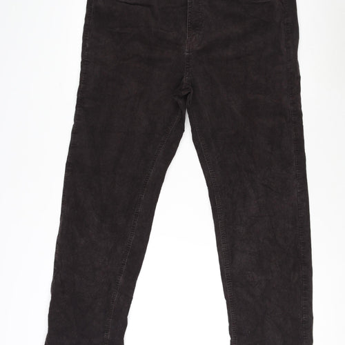 Marks and Spencer Womens Brown Cotton Trousers Size 18 L26 in Regular Zip