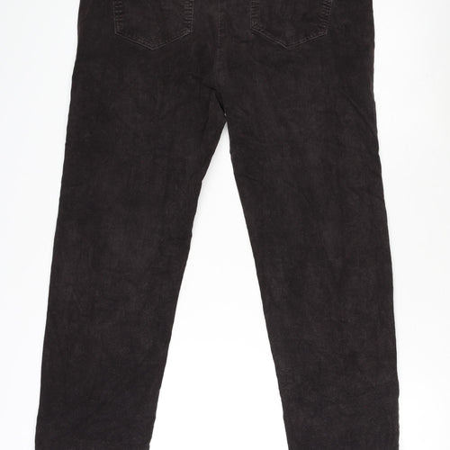 Marks and Spencer Womens Brown Cotton Trousers Size 18 L26 in Regular Zip