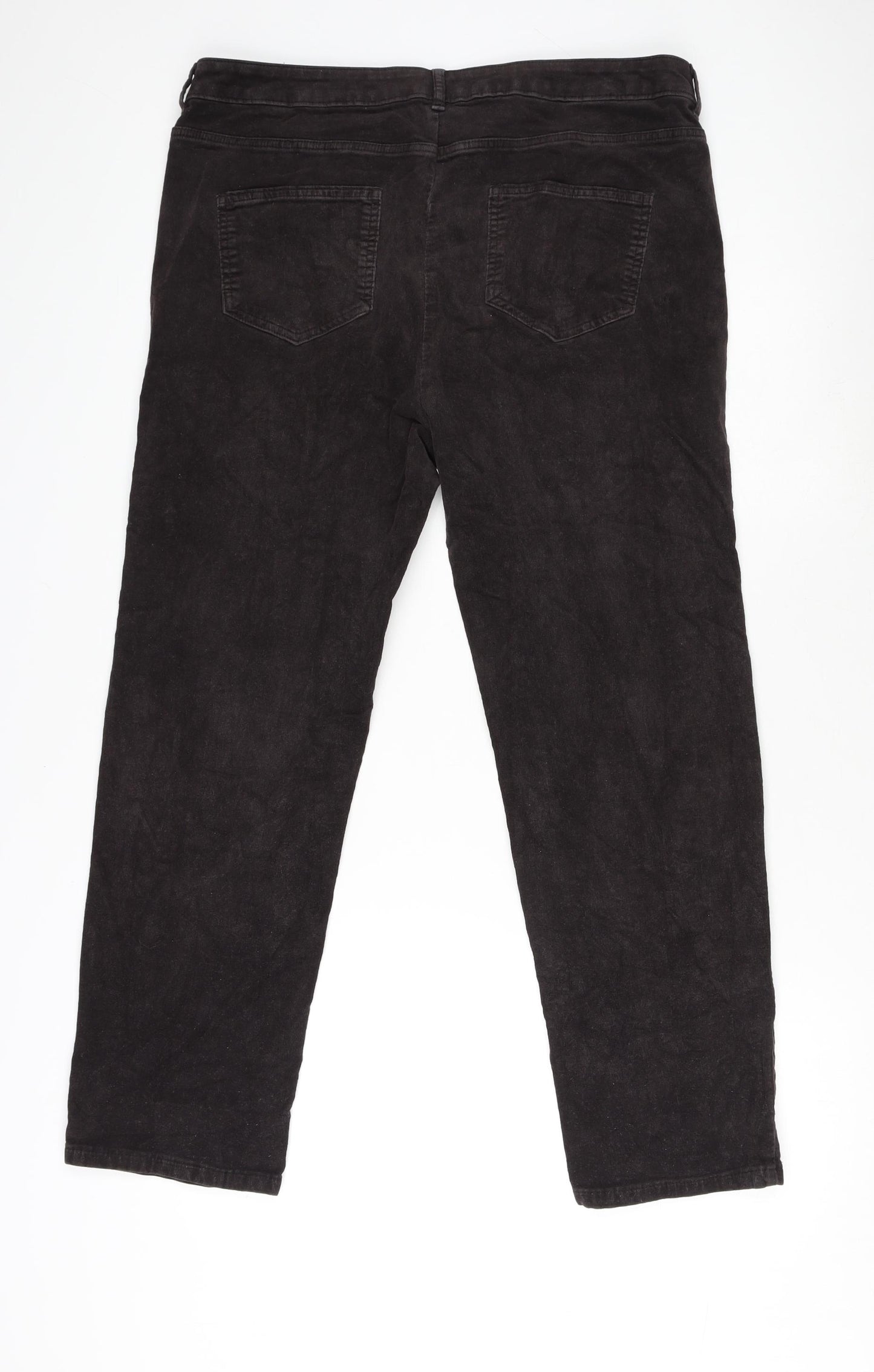 Marks and Spencer Womens Brown Cotton Trousers Size 18 L26 in Regular Zip