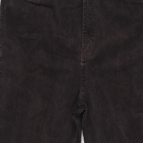 Marks and Spencer Womens Brown Cotton Trousers Size 18 L26 in Regular Zip