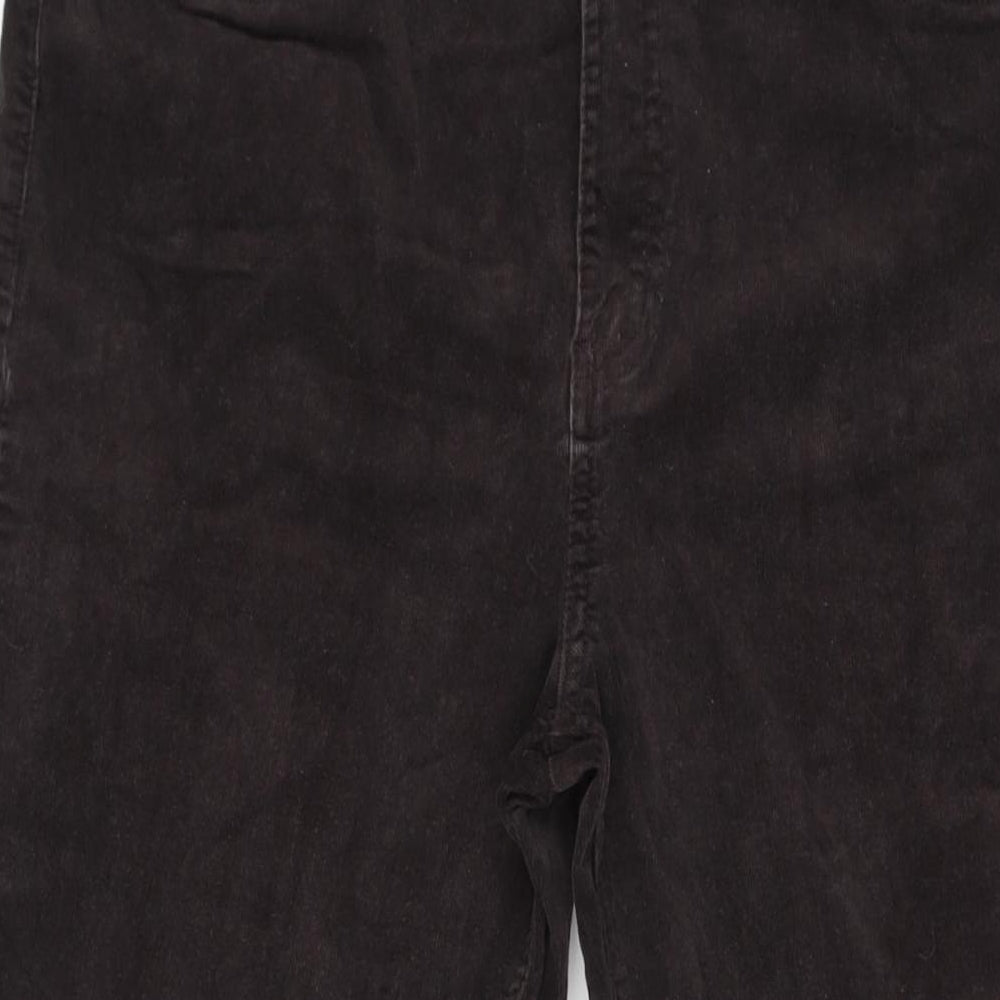 Marks and Spencer Womens Brown Cotton Trousers Size 18 L26 in Regular Zip