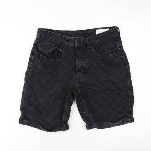 Denim & Co. Womens Grey 100% Cotton Basic Shorts Size 30 in Regular Zip - Inside Leg 8in