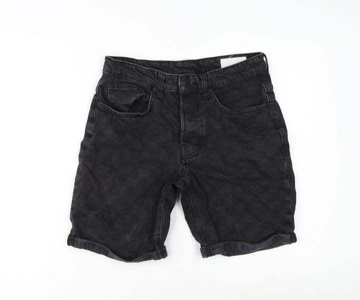 Denim & Co. Womens Grey 100% Cotton Basic Shorts Size 30 in Regular Zip - Inside Leg 8in