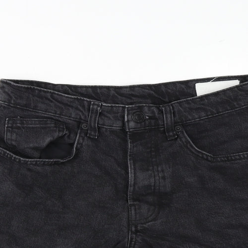 Denim & Co. Womens Grey 100% Cotton Basic Shorts Size 30 in Regular Zip - Inside Leg 8in