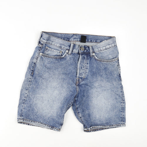 &Denim Womens Blue 100% Cotton Basic Shorts Size 30 in Regular Zip