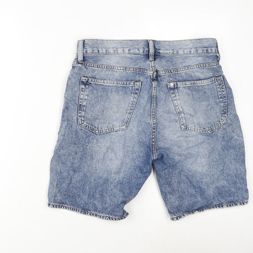 &Denim Womens Blue 100% Cotton Basic Shorts Size 30 in Regular Zip