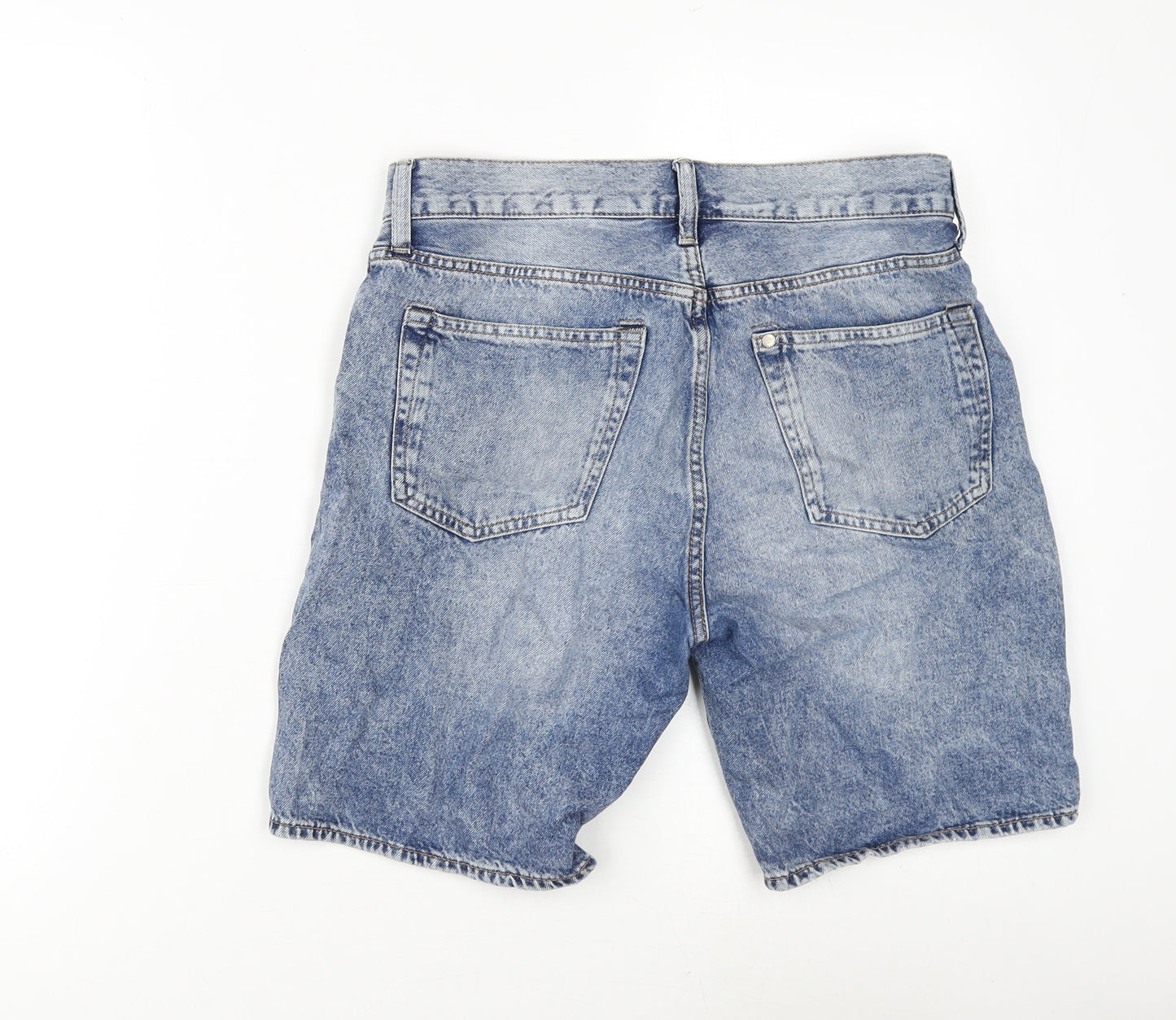 &Denim Womens Blue 100% Cotton Basic Shorts Size 30 in Regular Zip