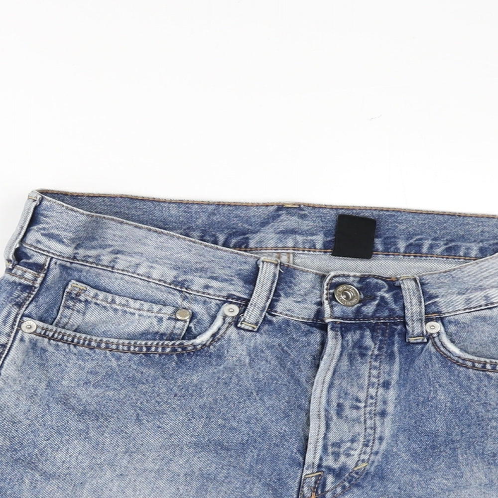 &Denim Womens Blue 100% Cotton Basic Shorts Size 30 in Regular Zip