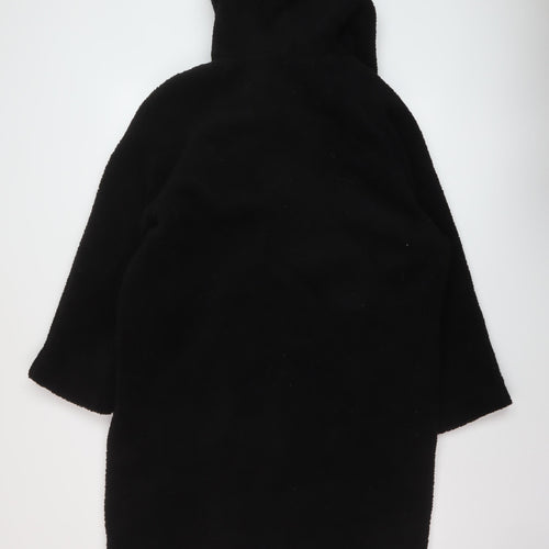 Boohoo Womens Black Overcoat Coat Size 12 Button