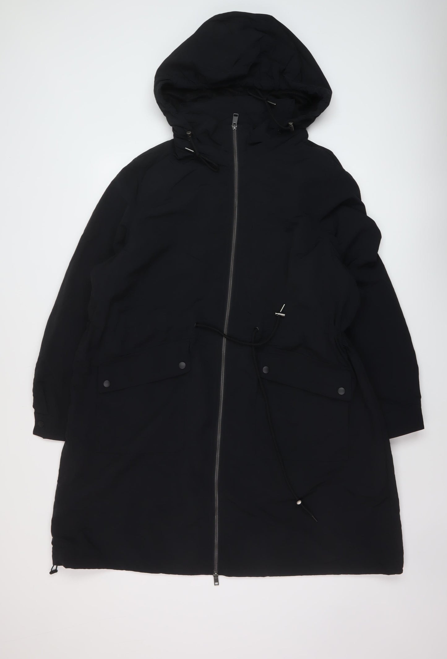 Marks and Spencer Womens Black Parka Coat Size 22 Zip