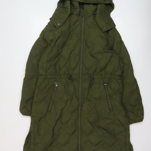 Marks and Spencer Womens Green Parka Coat Size 16 Zip