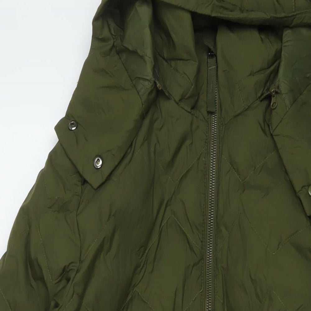 Marks and Spencer Womens Green Parka Coat Size 16 Zip