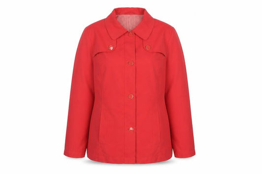 Front view of Classics women’s pink jacket, size UK 16, button