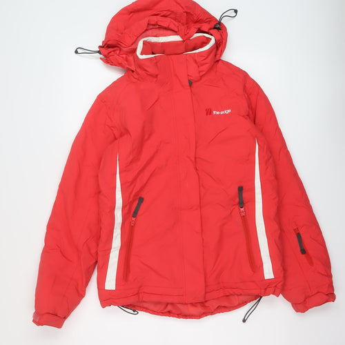 The Edge Womens Red Rain Coat Coat Size 12 Zip