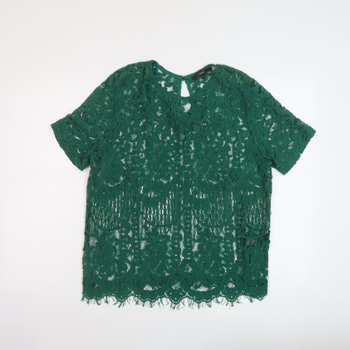 NEXT Womens Green Viscose Basic Blouse Size 16 Round Neck