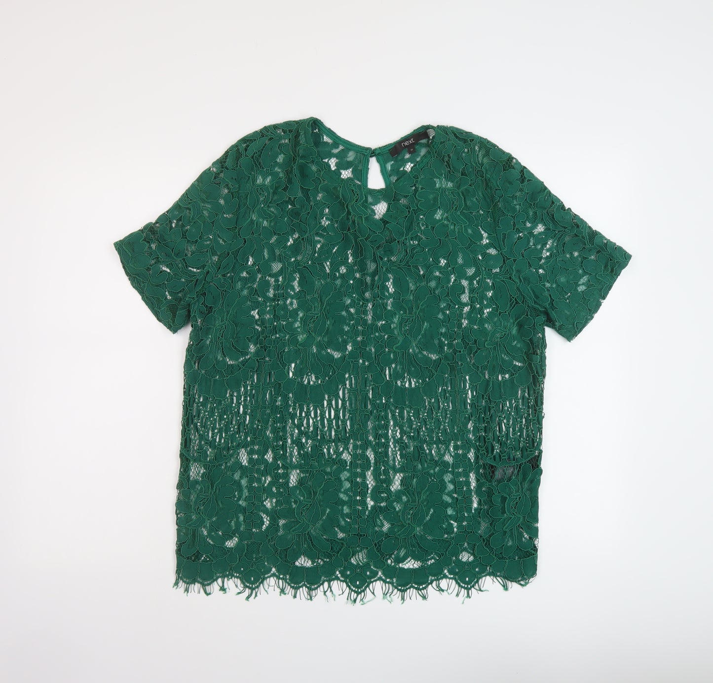 NEXT Womens Green Viscose Basic Blouse Size 16 Round Neck