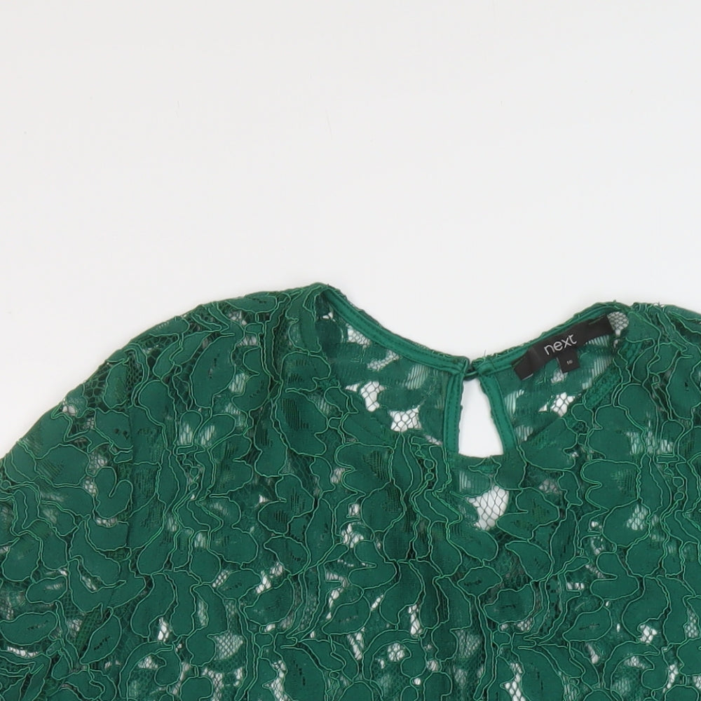 NEXT Womens Green Viscose Basic Blouse Size 16 Round Neck