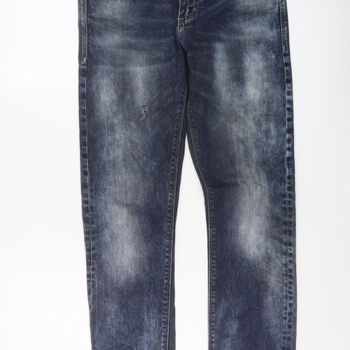 Superdry Mens Blue Cotton Straight Jeans Size 30 in L32 in Slim Button - Vintage
