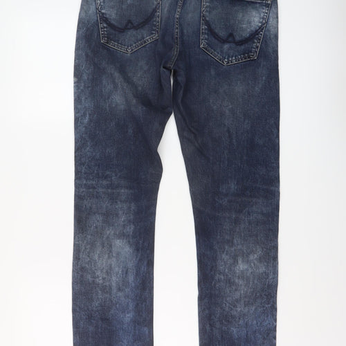 Superdry Mens Blue Cotton Straight Jeans Size 30 in L32 in Slim Button - Vintage