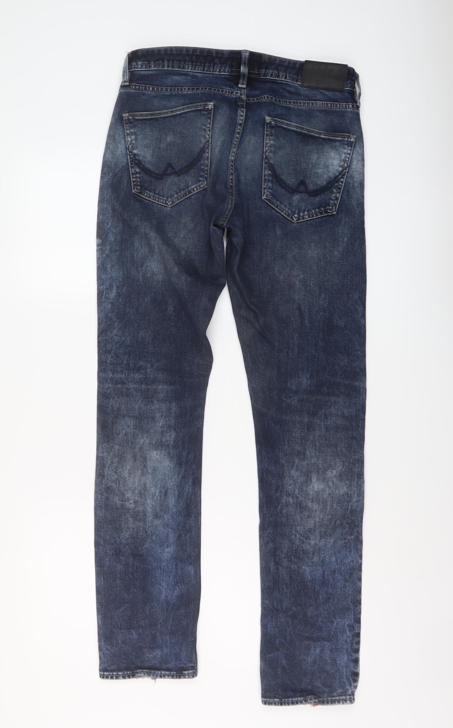 Superdry Mens Blue Cotton Straight Jeans Size 30 in L32 in Slim Button - Vintage