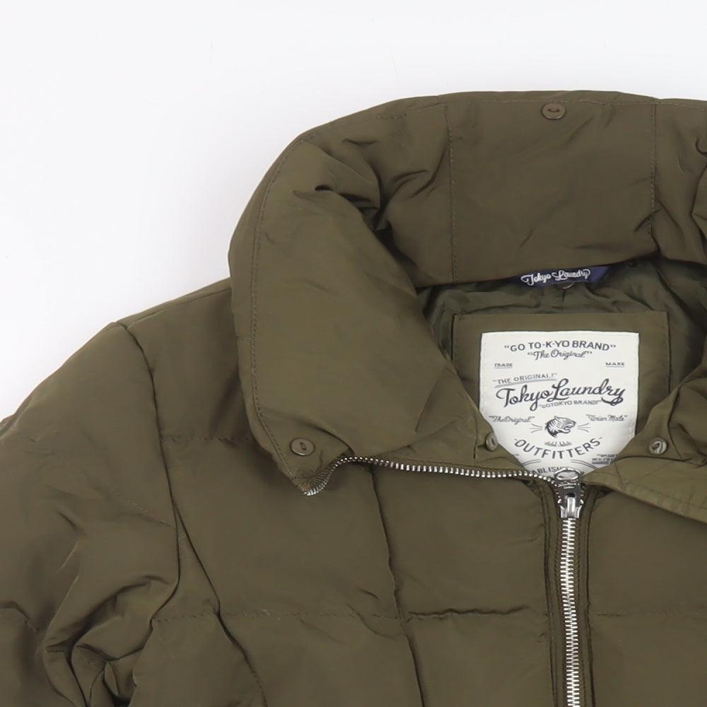 Tokyo Laundry Womens Green Puffer Jacket Jacket Size 8 Zip