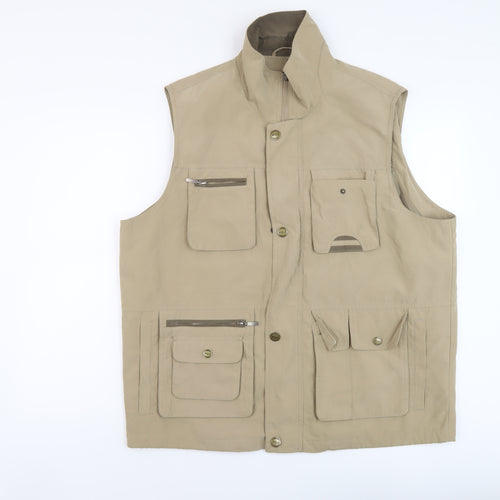 Mode Mille Mens Brown Gilet Jacket Size XL Zip