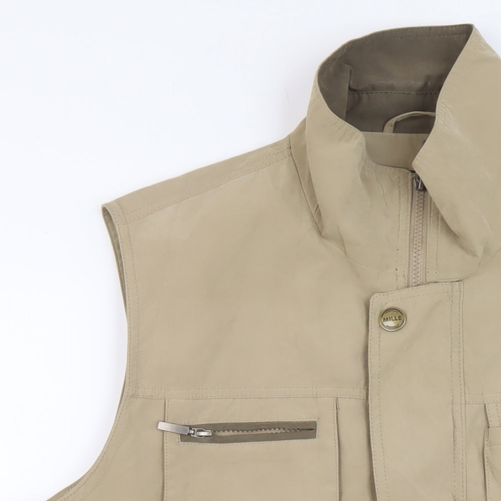 Mode Mille Mens Brown Gilet Jacket Size XL Zip