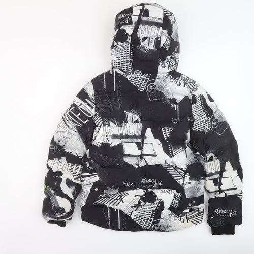 NEXT Boys Black Geometric Puffer Jacket Jacket Size 10 Years Zip
