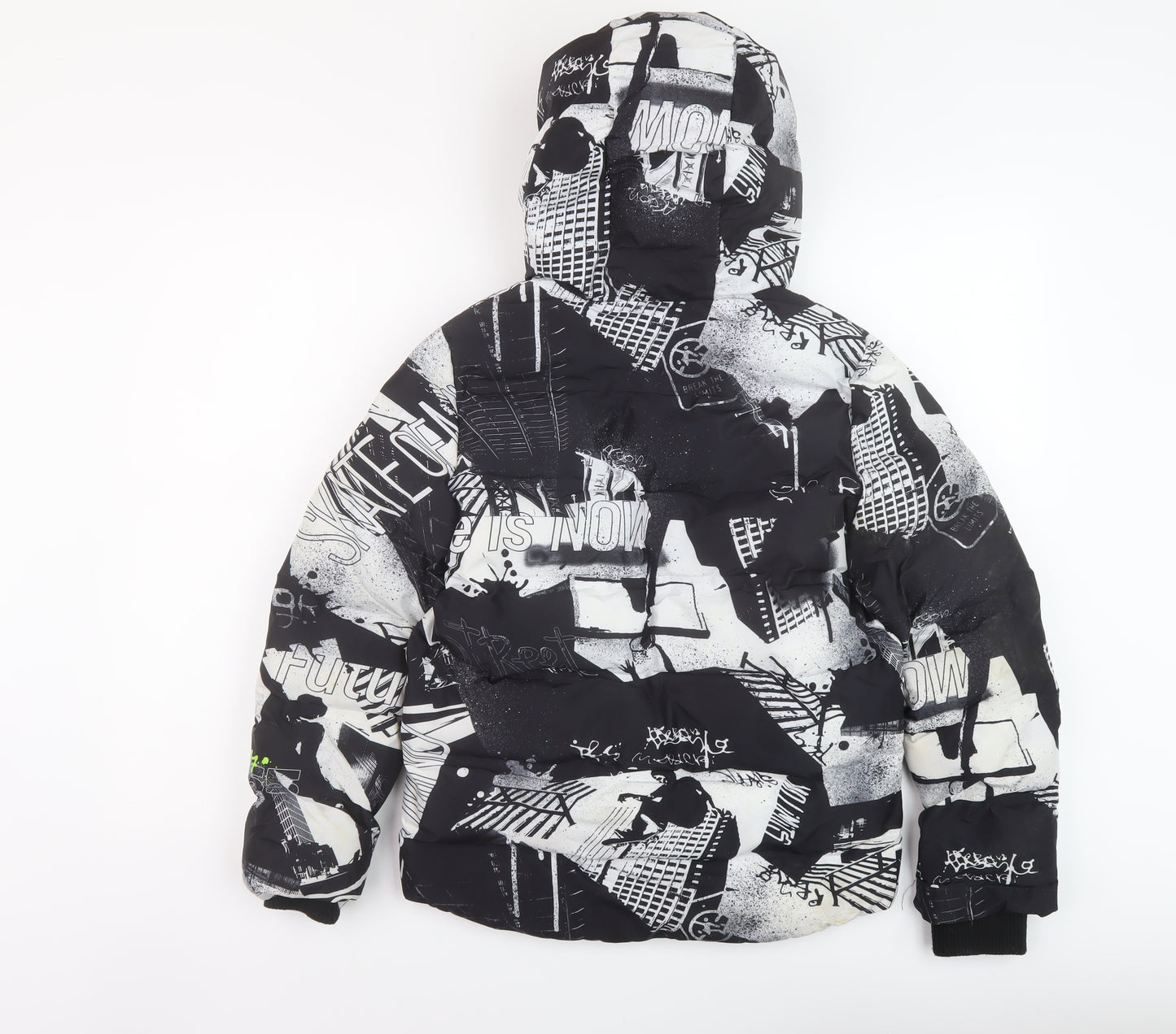 NEXT Boys Black Geometric Puffer Jacket Jacket Size 10 Years Zip