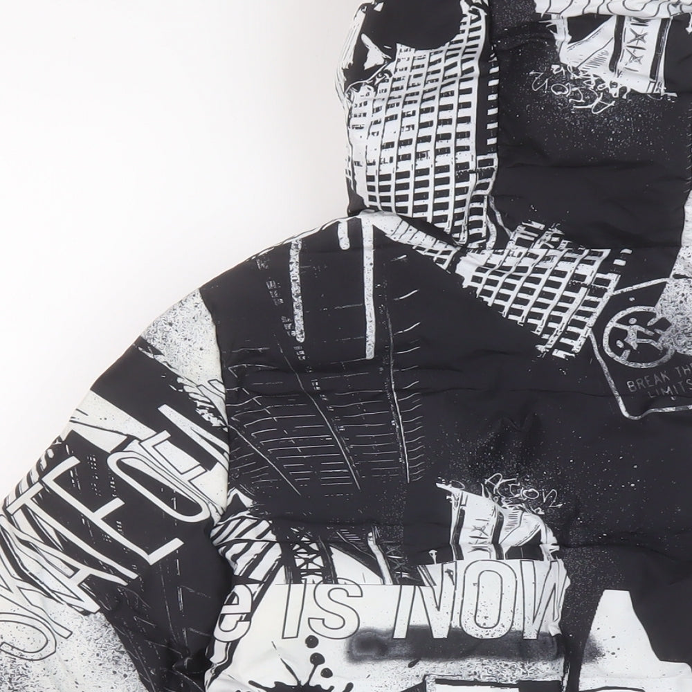 NEXT Boys Black Geometric Puffer Jacket Jacket Size 10 Years Zip