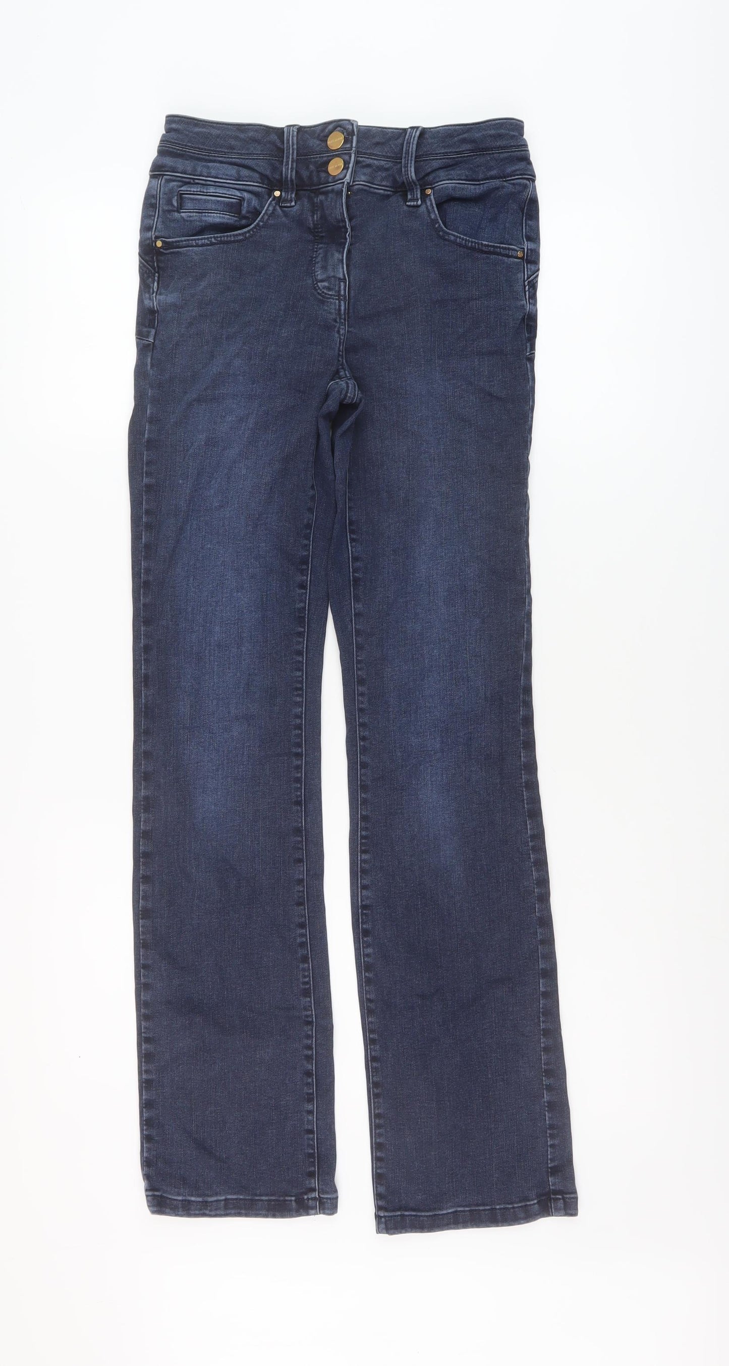 NEXT Womens Blue Cotton Bootcut Jeans Size 8 L31 in Regular Button