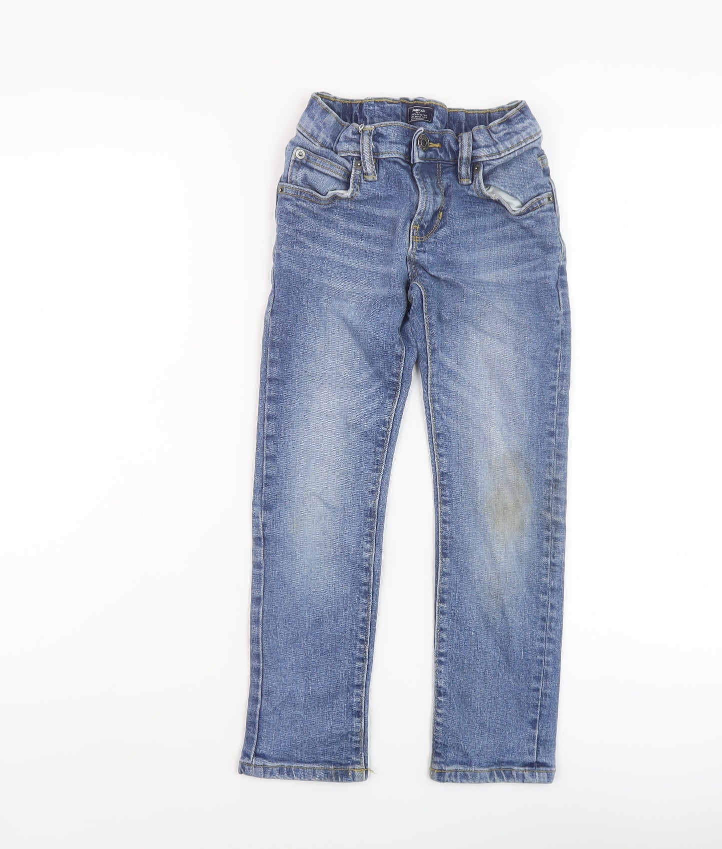 Gap Boys Blue Cotton Straight Jeans Size 7 Years Regular Button