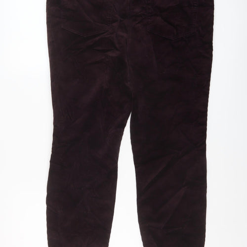 NEXT Womens Purple Cotton Trousers Size 16 L26 in Regular Button