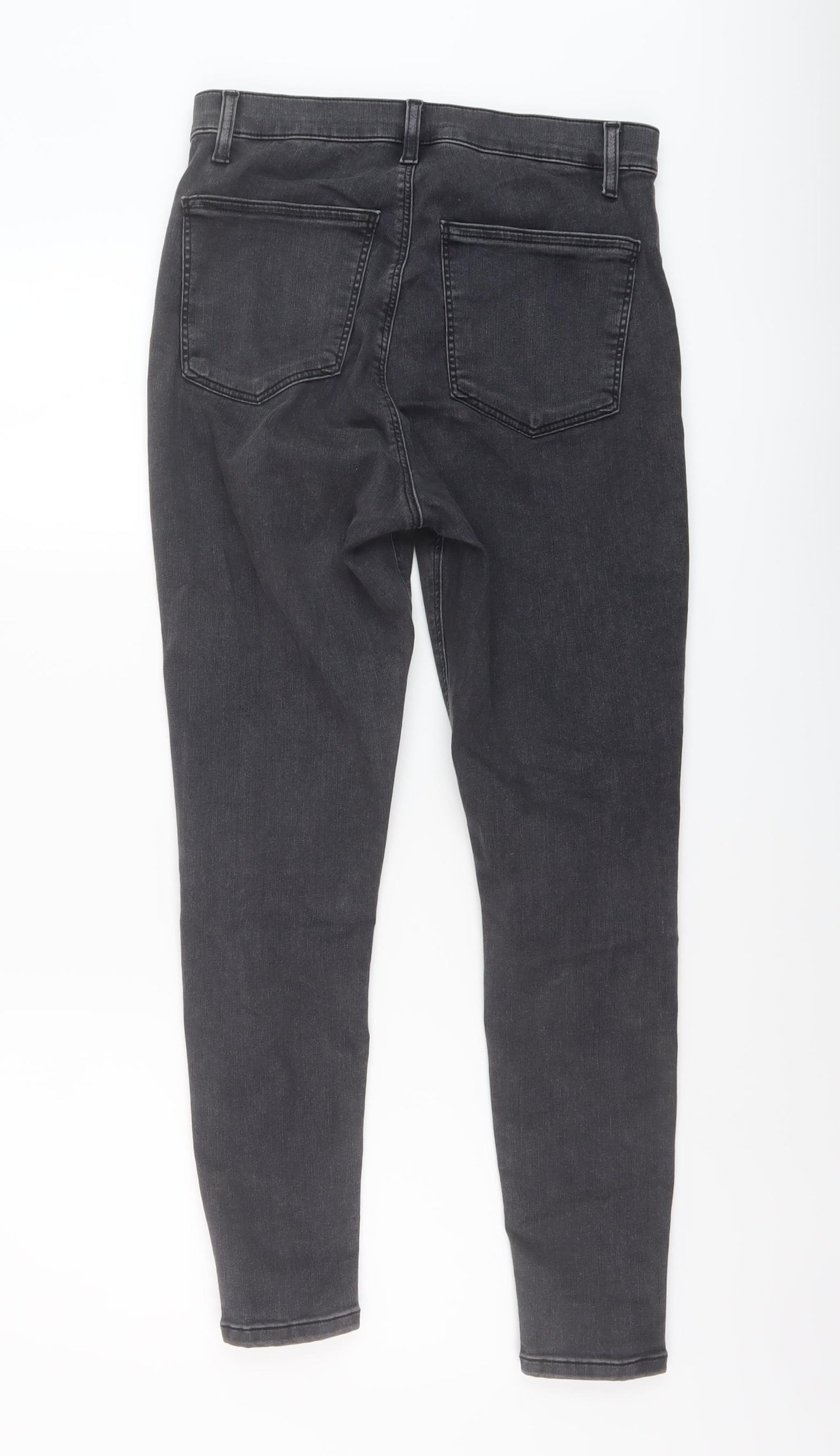 Topshop Womens Grey Cotton Skinny Jeans Size 32 in L26 in Regular Button