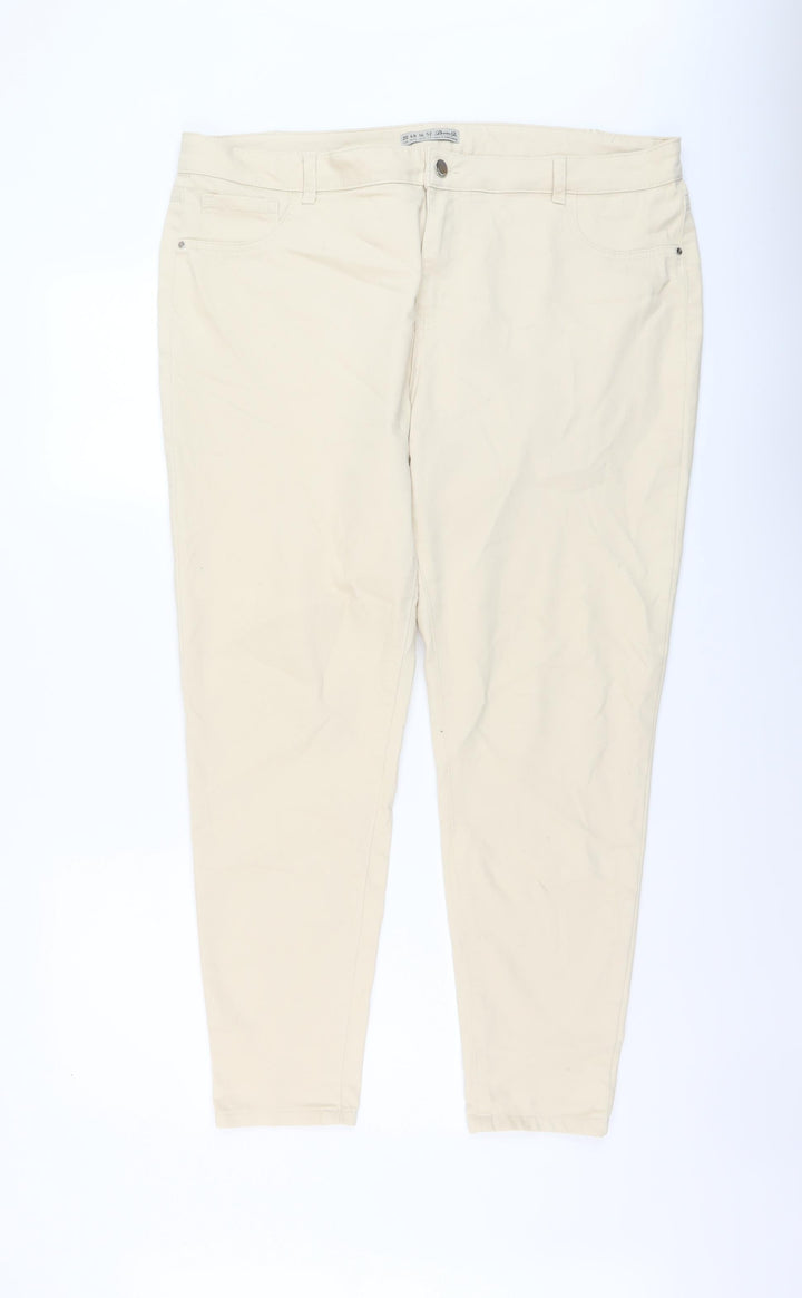 Denim & Co. Womens Beige Cotton Skinny Jeans Size 20 L27 in Regular Button