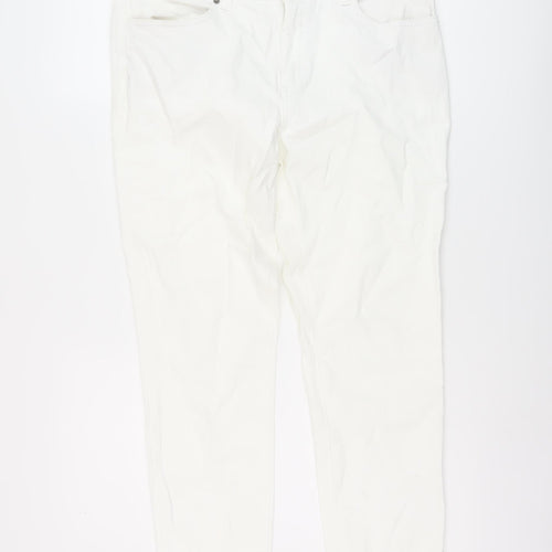 White Stuff Womens White Cotton Straight Jeans Size 12 L25 in Regular Button