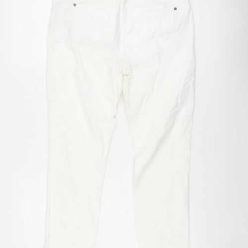 White Stuff Womens White Cotton Straight Jeans Size 12 L25 in Regular Button