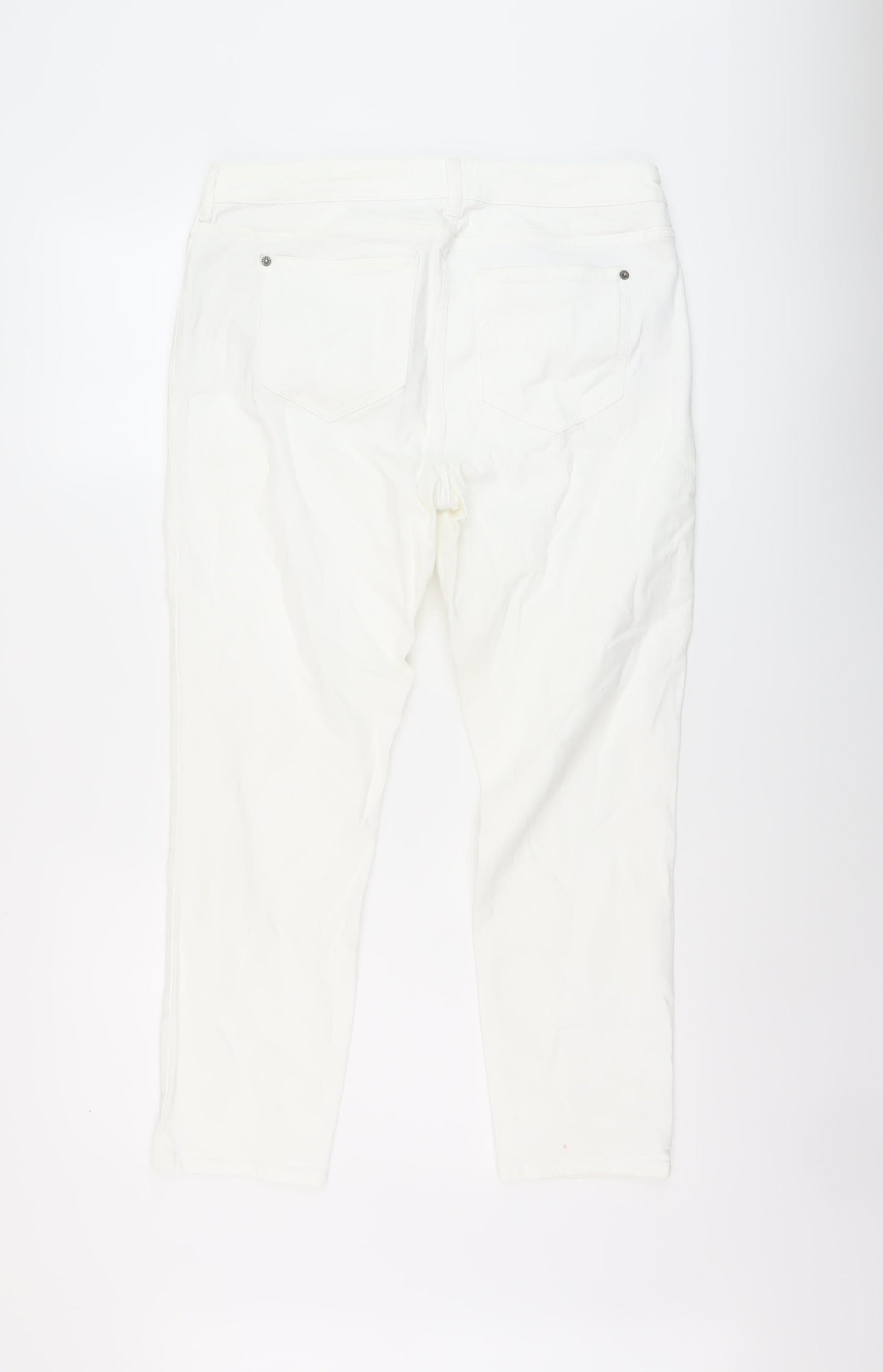 White Stuff Womens White Cotton Straight Jeans Size 12 L25 in Regular Button