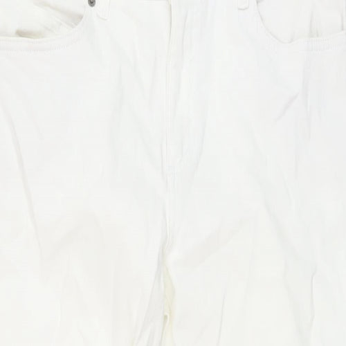 White Stuff Womens White Cotton Straight Jeans Size 12 L25 in Regular Button