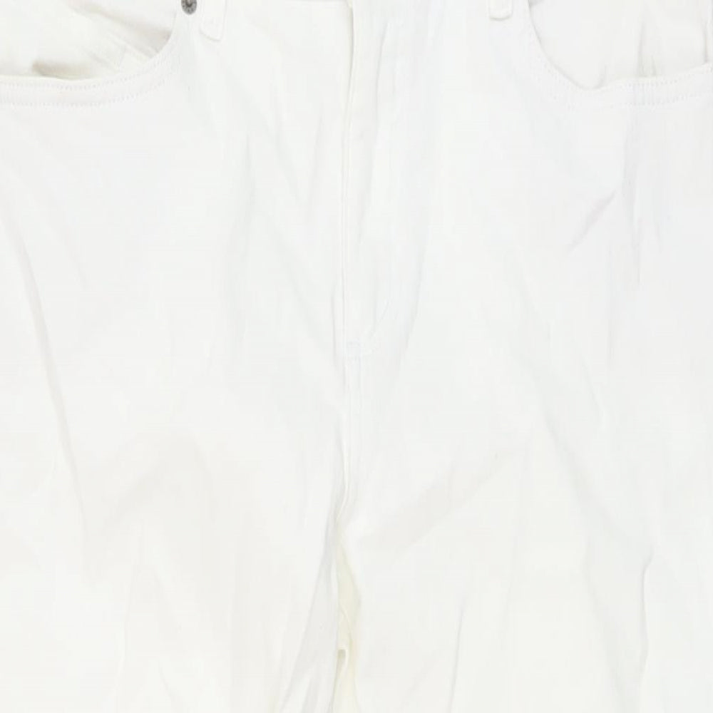 White Stuff Womens White Cotton Straight Jeans Size 12 L25 in Regular Button