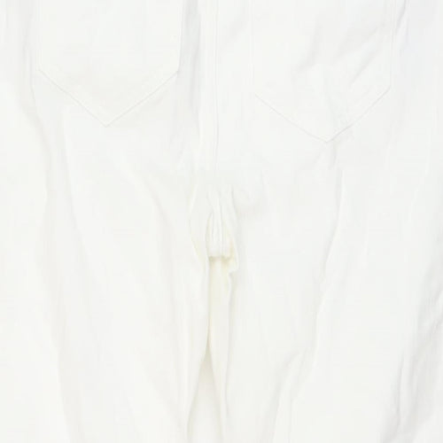 White Stuff Womens White Cotton Straight Jeans Size 12 L25 in Regular Button