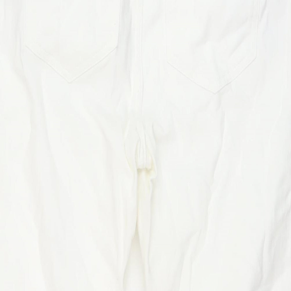 White Stuff Womens White Cotton Straight Jeans Size 12 L25 in Regular Button