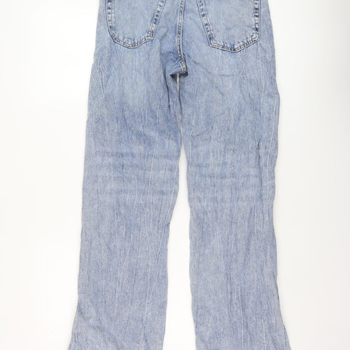 H&M Womens Blue Cotton Boyfriend Jeans Size 8 L31 in Regular Button
