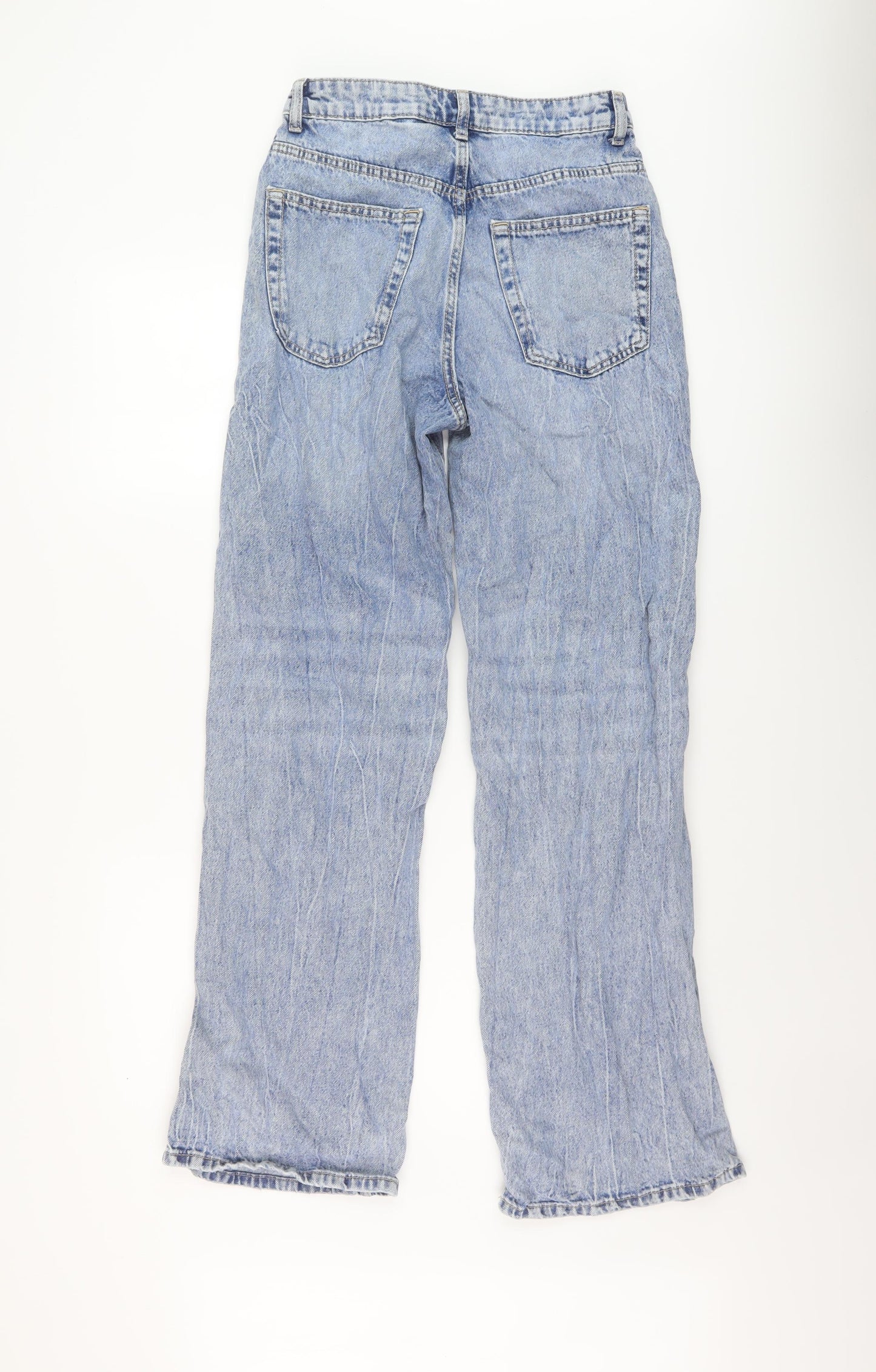 H&M Womens Blue Cotton Boyfriend Jeans Size 8 L31 in Regular Button