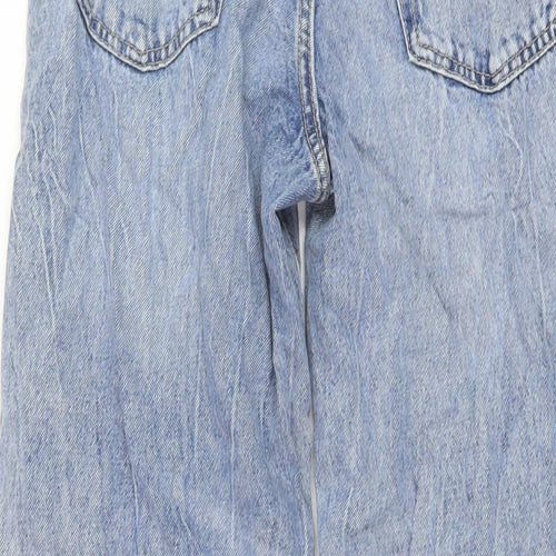 H&M Womens Blue Cotton Boyfriend Jeans Size 8 L31 in Regular Button