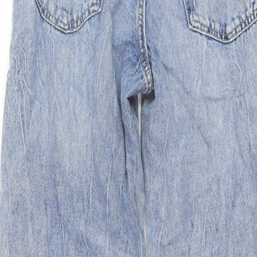 H&M Womens Blue Cotton Boyfriend Jeans Size 8 L31 in Regular Button