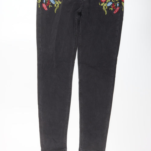 Denim & Co. Womens Grey Cotton Skinny Jeans Size 12 L27 in Regular Button